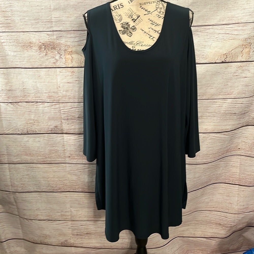 Sympli Cold Shoulder Dress 3/4  Sleeves Size 1X Black